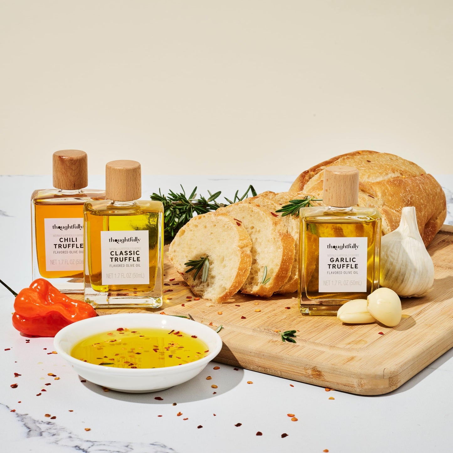 Thoughtfully Gourmet Truffle Salt & Olive Oil Gift Set, Includes 4 Premium Olive Oils & 2 Truffle Salts, 1.7 oz