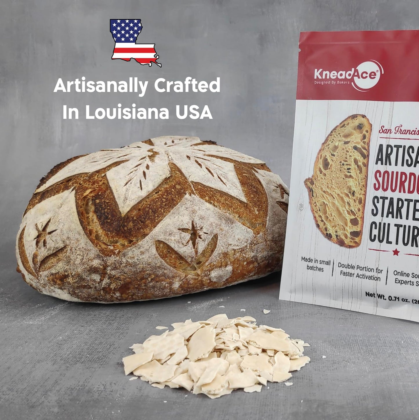 KNEADACE Sourdough Starter Culture - Fast-Activating Wild Yeast - 0.7 Ounce (Pack of 2) - Easy for Beginners