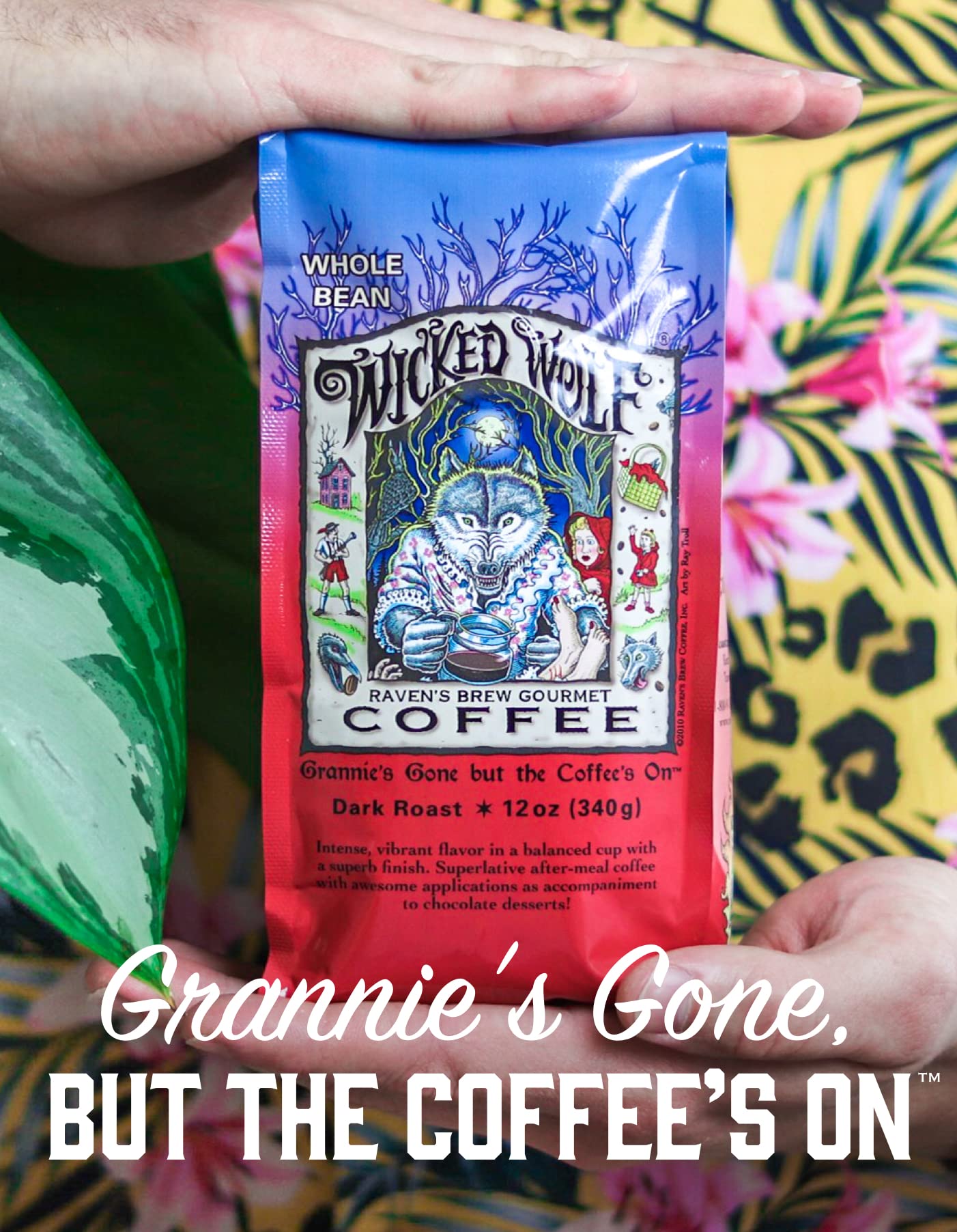Raven'S Brew Coffee Full Bodied Coffee Dark Roast Whole Bean - Wicked Wolf 12Oz