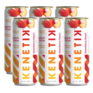 Kenetik Nootropic Ketone Drink - Caffeine & Sugar Free, High Performance D-BHB Mix, Strawberry Peach, 12 Fl Oz (Pack of 6)