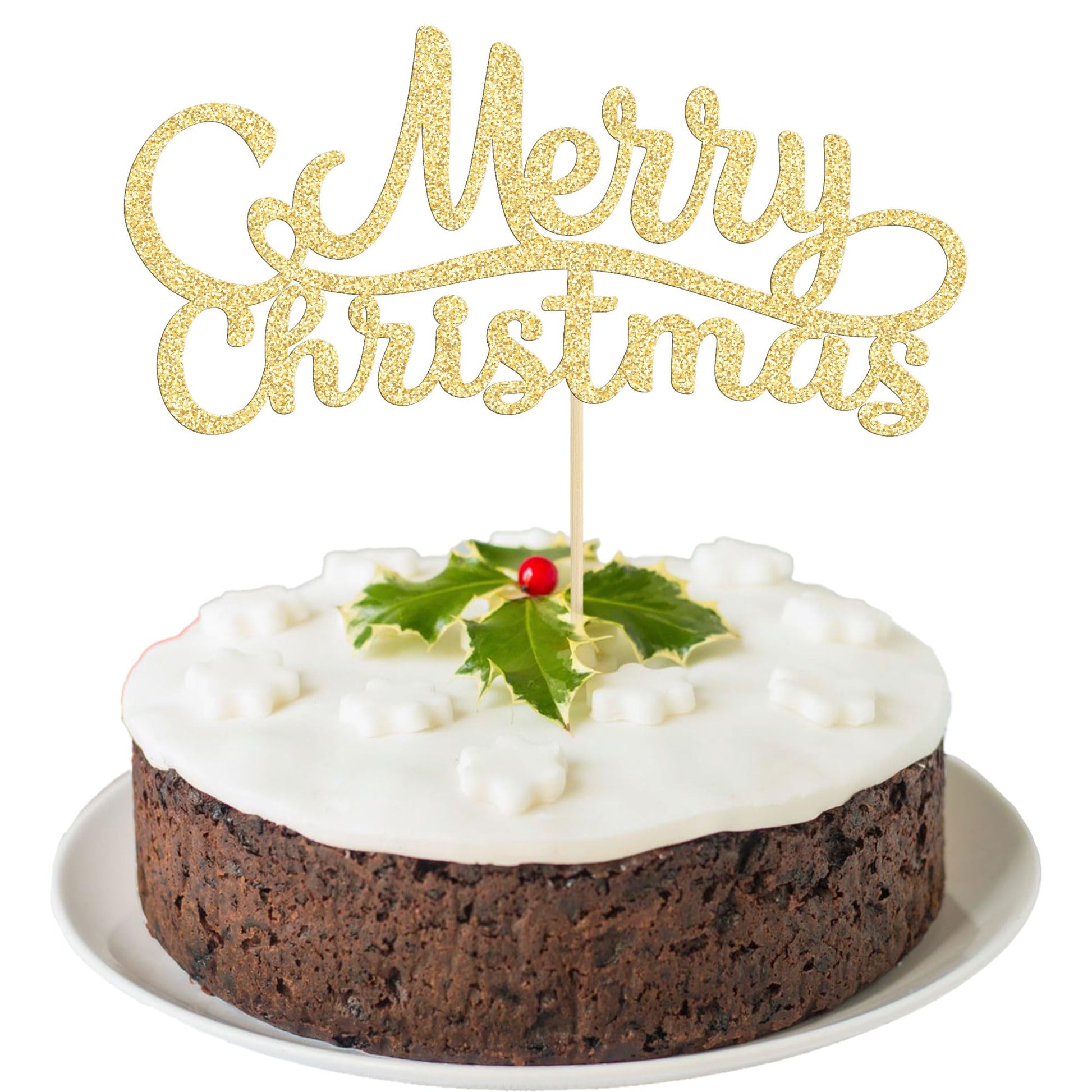 Gyufise 1 Pack Merry Christmas Cupcake Toppers Gold Holiday Xmas Cake Picks Decorations For Christmas Party Supplies Happy New Y
