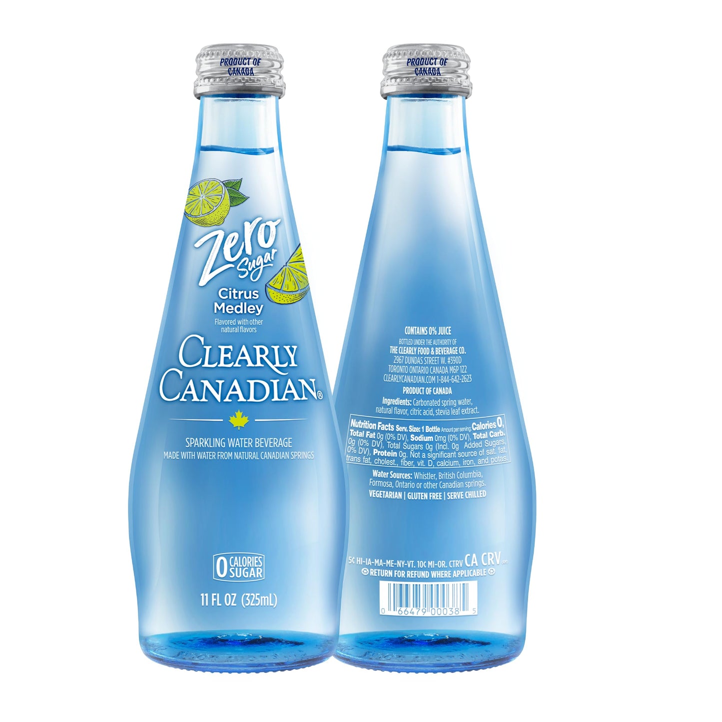 Clearly Canadian Sparkling Water Beverage, Zero Sugar & Zero Calories, 1 Case (12 Bottles x 11 Fl Oz)