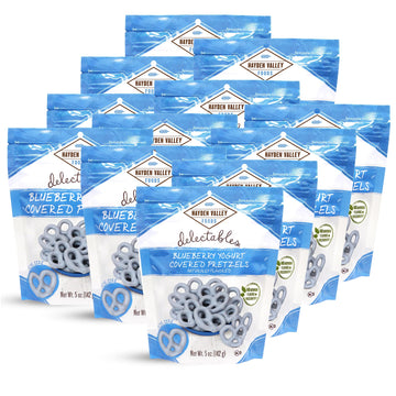 Hayden Valley Foods Blueberry Yogurt Covered Pretzels - 5 Oz Bags (Pack Of 12) - No Artificial Flavors, Preservatives Or Colors
