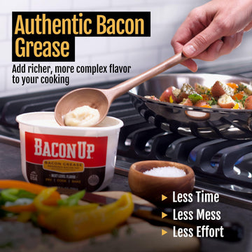 Bacon Up Bacon Grease - 14 Ounces, Triple-Filtered Cooking Fat, No Carbs, Gluten-Free, Ideal for Frying & Baking