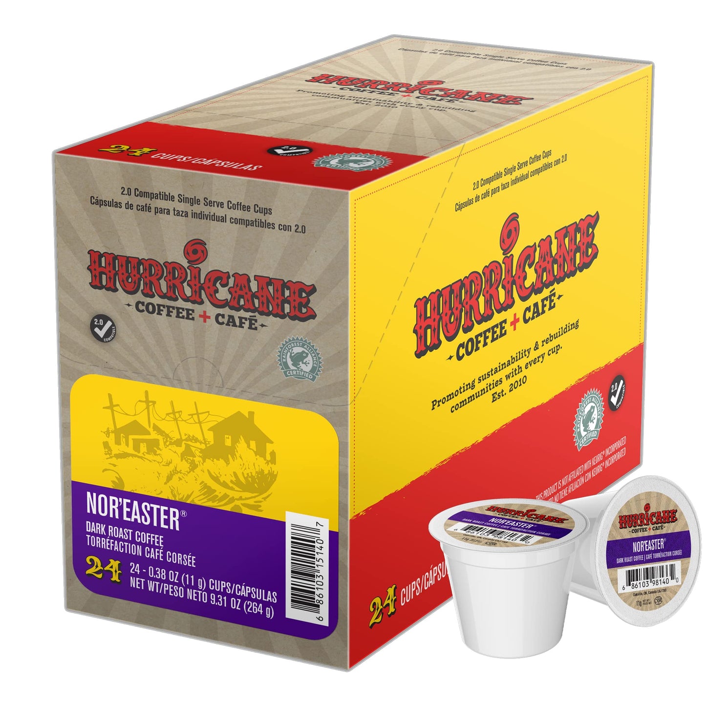 Hurricane Coffee Single Serve Cups for Keurig, 0.38 Oz, Pack of 24