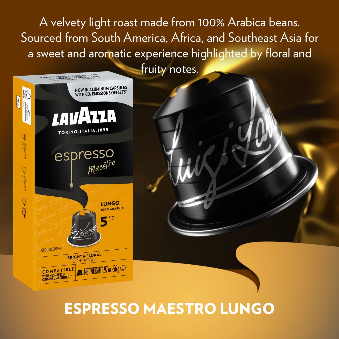 Lavazza Espresso Variety Pack, Aluminum compact pieces for Nespresso Original, Light, Medium, Dark Roasts, 60 Count (Pack of 6)