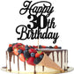 Rsstarxi Cake Topper Black Glitter 30th Birthday Decoration, Cheers to 30 Years, Model XM063-new-Black 30th