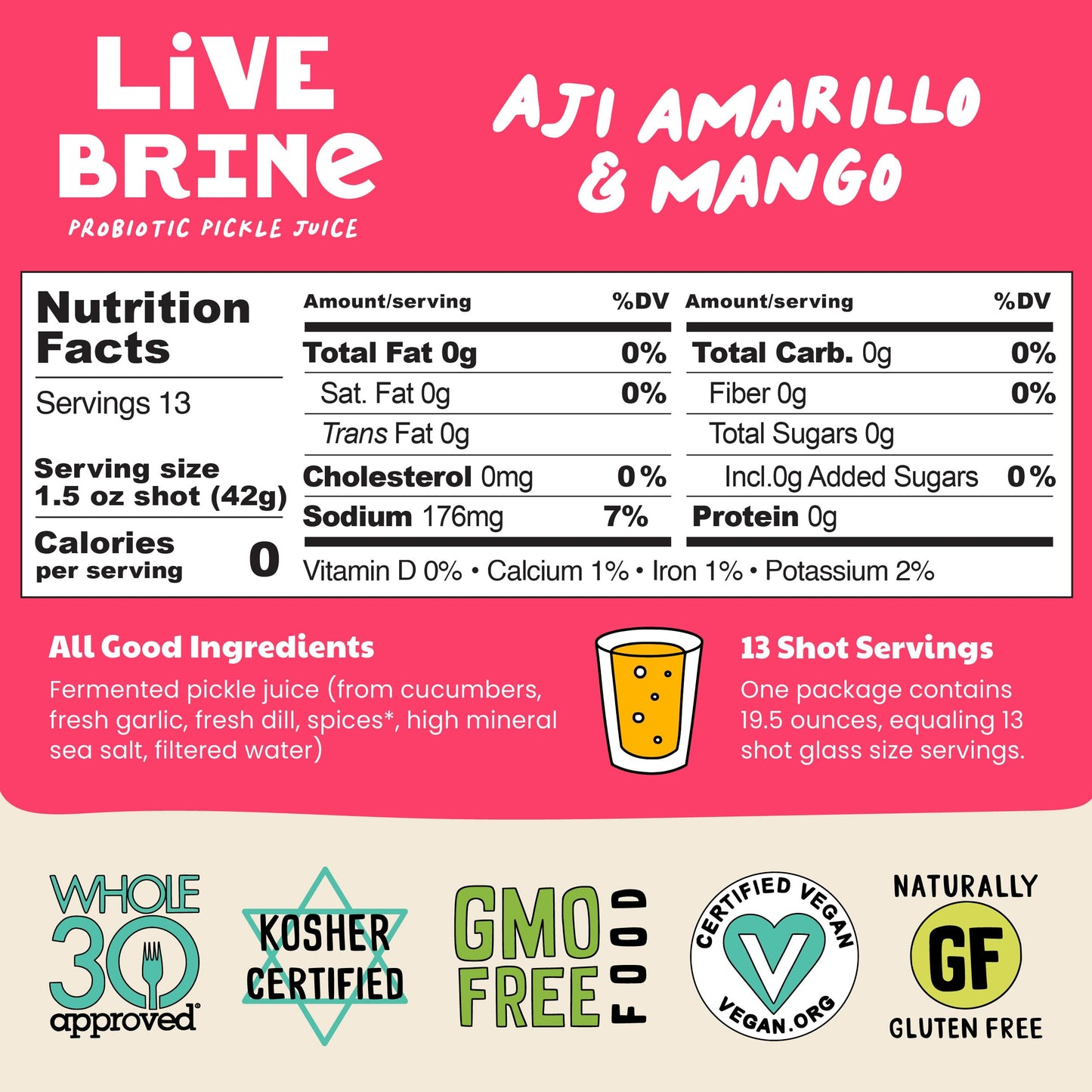 Olive My Pickle Probiotic Pickle Juice - 234 Ounces | 12 Pack Bundle Of Livebrine Aji Amarillo & Mango Pickle Juice With Natural