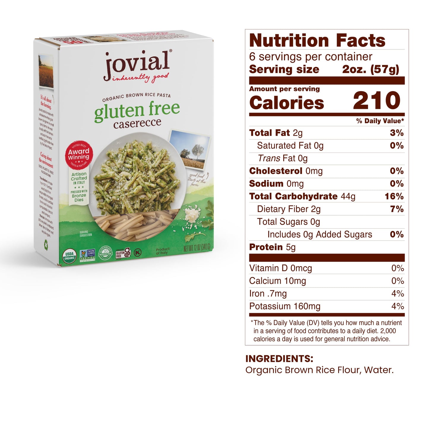 Jovial Whole Grain Brown Rice Pasta Variety Pack (Rigate, Fusilli, Caserecce) - Whole Grain Pasta, Organic Pasta, Gluten Free, Dairy Free, Brown Rice Pasta, Made In Italy - 12 Oz, 3 Pack