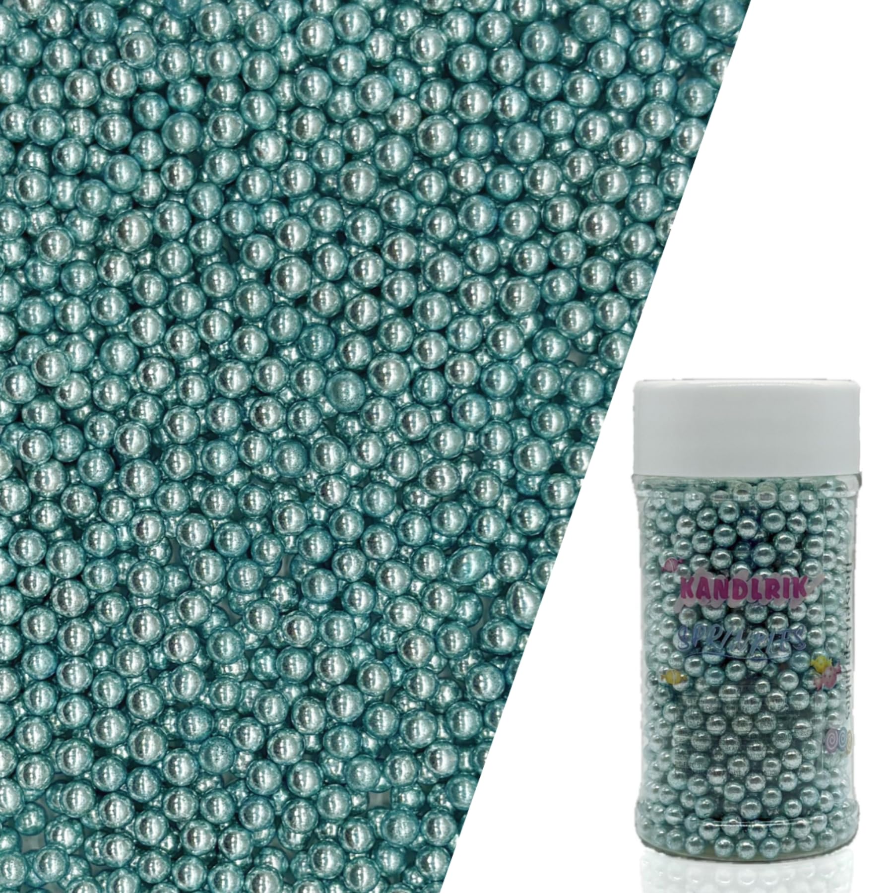 Edible Silver BluePearl Sugar Sprinkles Candy 4mm Mini Pearls Cake Decorations Cupcake Toppers Cookie Decorating Perfect for Wed