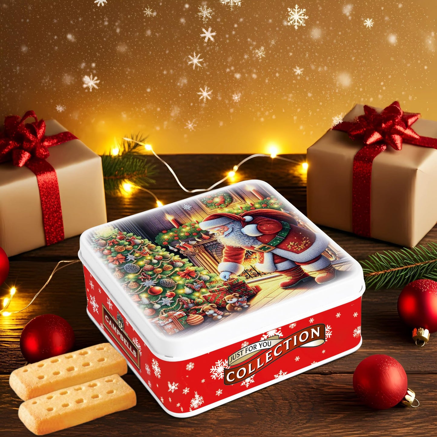 Campbells Shortbread Fingers Christmas Tin 3.2 Oz (90g) - Santa & Christmas Tree Decorative Gift Tin  Pure Butter Scottish Shortbread Cookies from Scotland  British Holiday Biscuits & Scottish