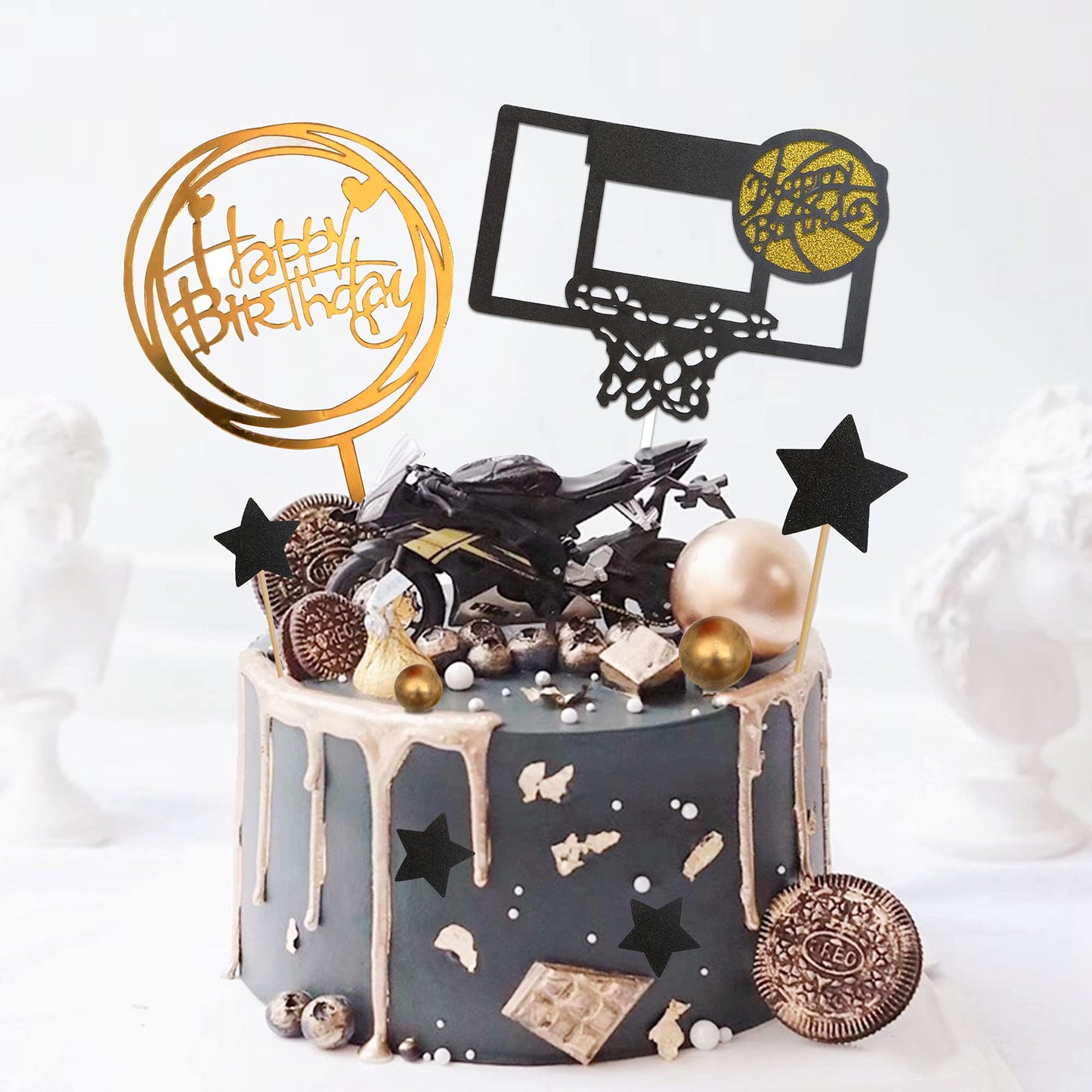 16 Pcs Basketball Cake Toppers, Basketball Theme Cake Decoration For Boy Birthday Basketball Cake Party Decorations Basketball P