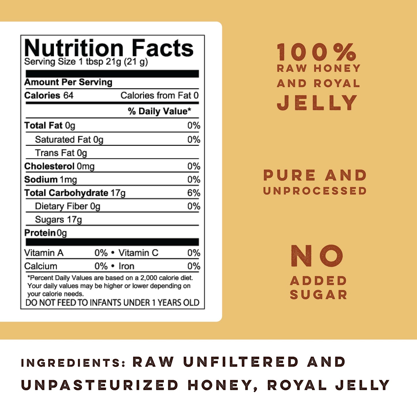 Goshen Honey Raw Royal Jelly Honey, Unfiltered & Pure, 16 Ounce, Dairy & Gluten Free