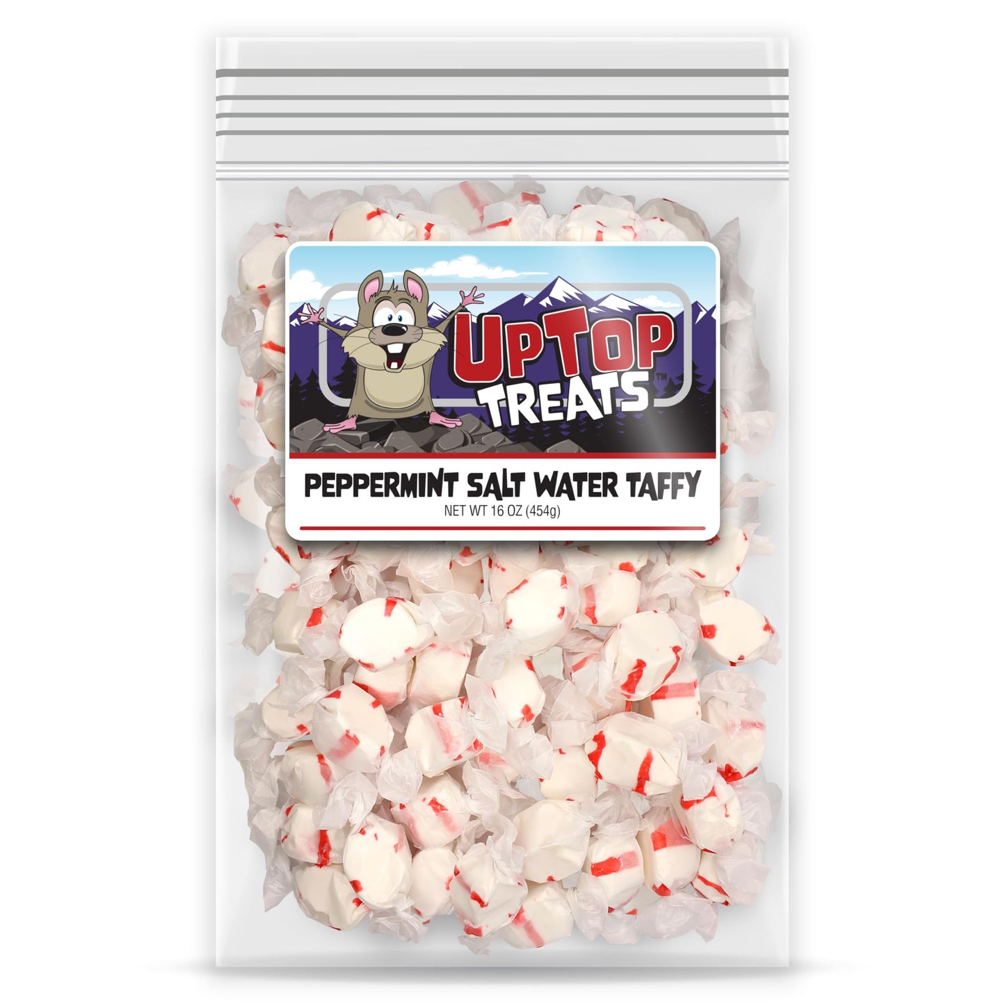 Peppermint Salt Water Taffy - 16oz | Gourmet Old-Fashioned Candy, Old Fashioned Delicious Chewy Candy, Gluten Free - Made in the