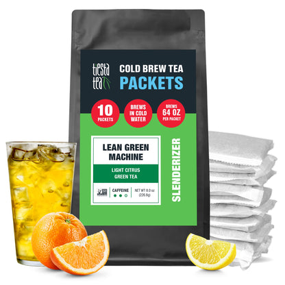 Tiesta Tea - Lean Green Machine Cold Brew, Loose Leaf, Light Citrus Green Tea, Medium Caffeinated Blend, Cold Brew Packets, Make