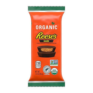 Reeses Organic Dark Chocolate Peanut Butter Cups Candy Individually Wrapped 1.4 Oz Pack