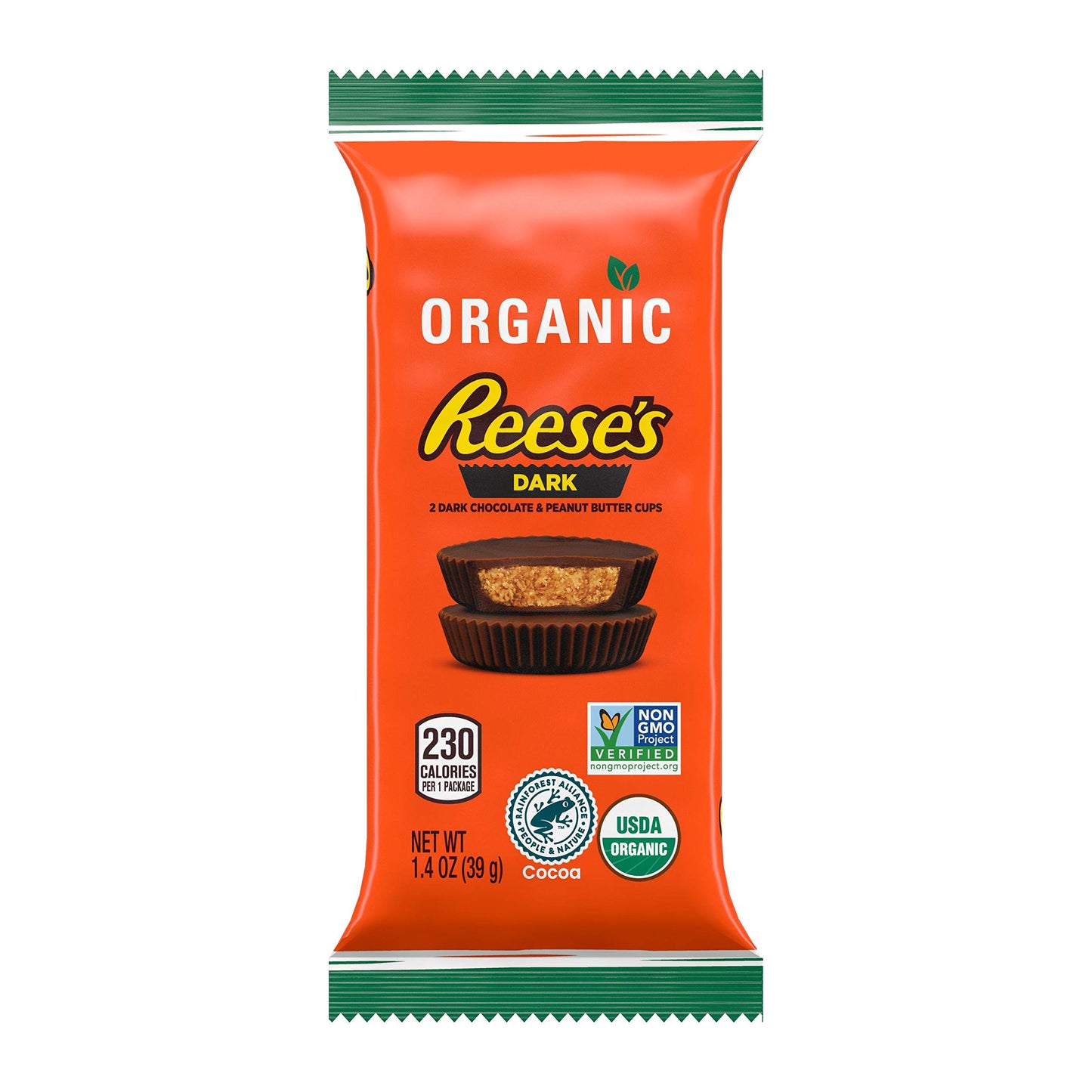 Reeses Organic Dark Chocolate Peanut Butter Cups Candy Individually Wrapped 1.4 Oz Pack