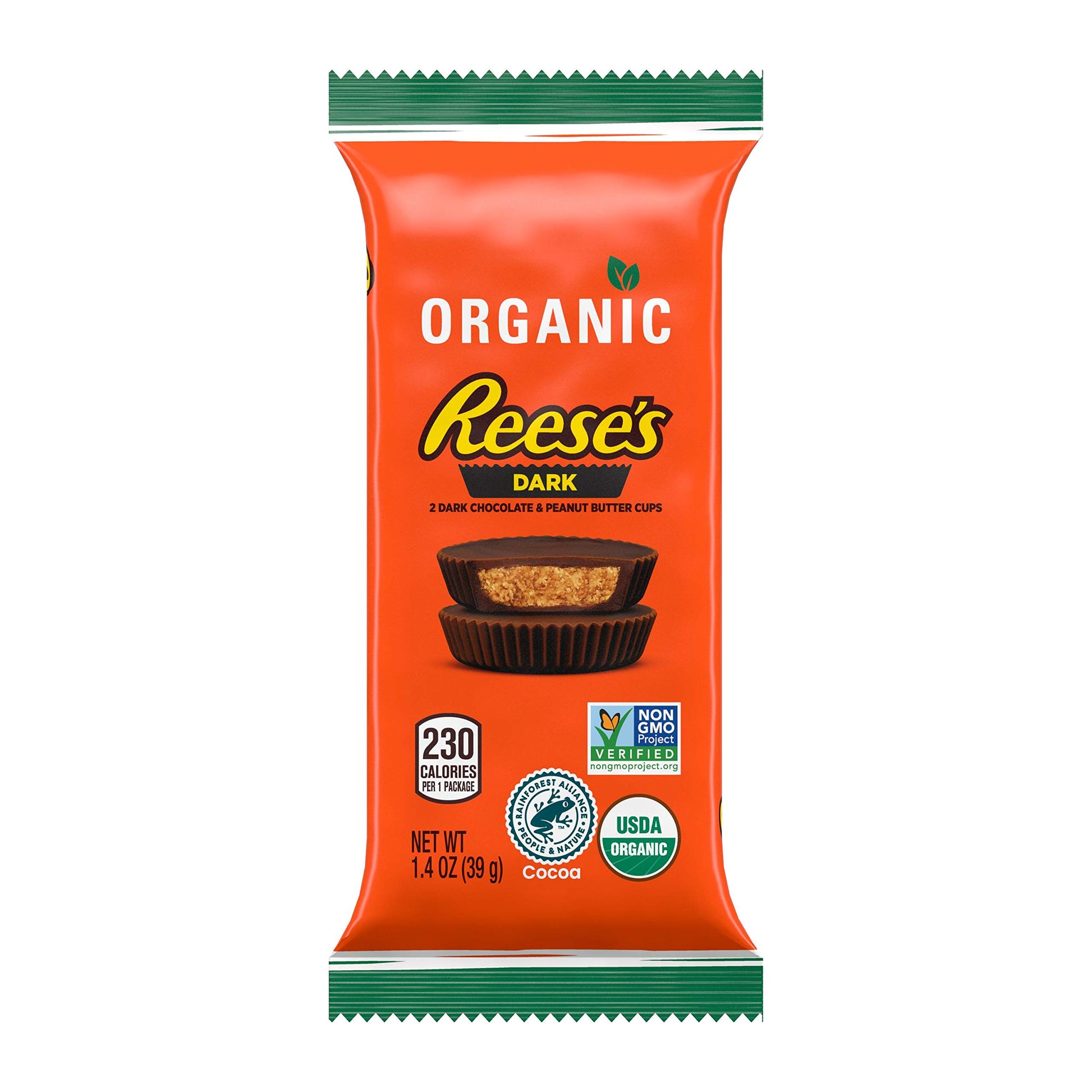 Reeses Organic Dark Chocolate Peanut Butter Cups Candy Individually Wrapped 1.4 Oz Pack