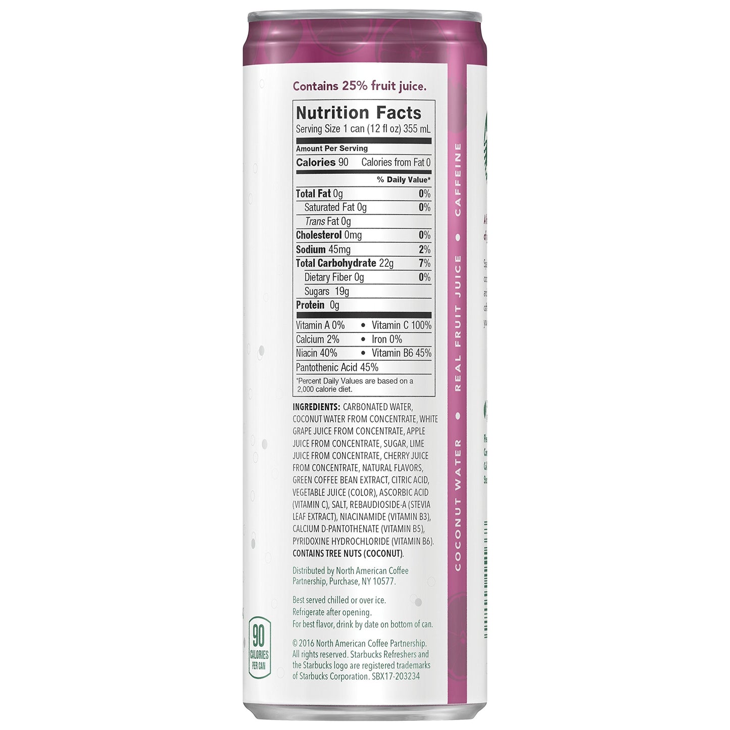 Starbucks RTD Coffee Refreshers with Coconut Water, Black Cherry Limeade, 12 Fl Oz Cans (Pack of 12)