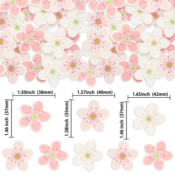 Gyufise 54Pcs Edible Flowers Cake Decorations Pink Edible Cherry Blossoms Cupcake Toppers Wafer Paper Flowers Cupcake Picks For