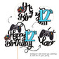 1 Pcs Video Game Happy 12Th Birthday Cake Topper Glitter Video Game Cake Pick Game On Controllers Twelve Cheers To 12 Years Cake