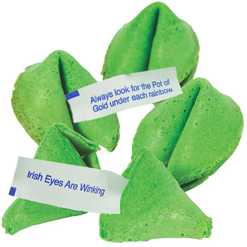 St Patricks Day Fortune cookies (50 Individually Wrapped) green With Irish Themed Sayings Party Favors & Treats by 4Es Novelty