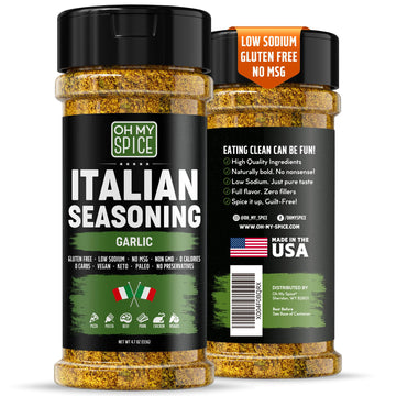 Italian Seasoning Blend Garlic Powder Mix - Gluten Free & Low Sodium Pizza Seasonings for Bruschetta & Spaghetti. Garlic and Her