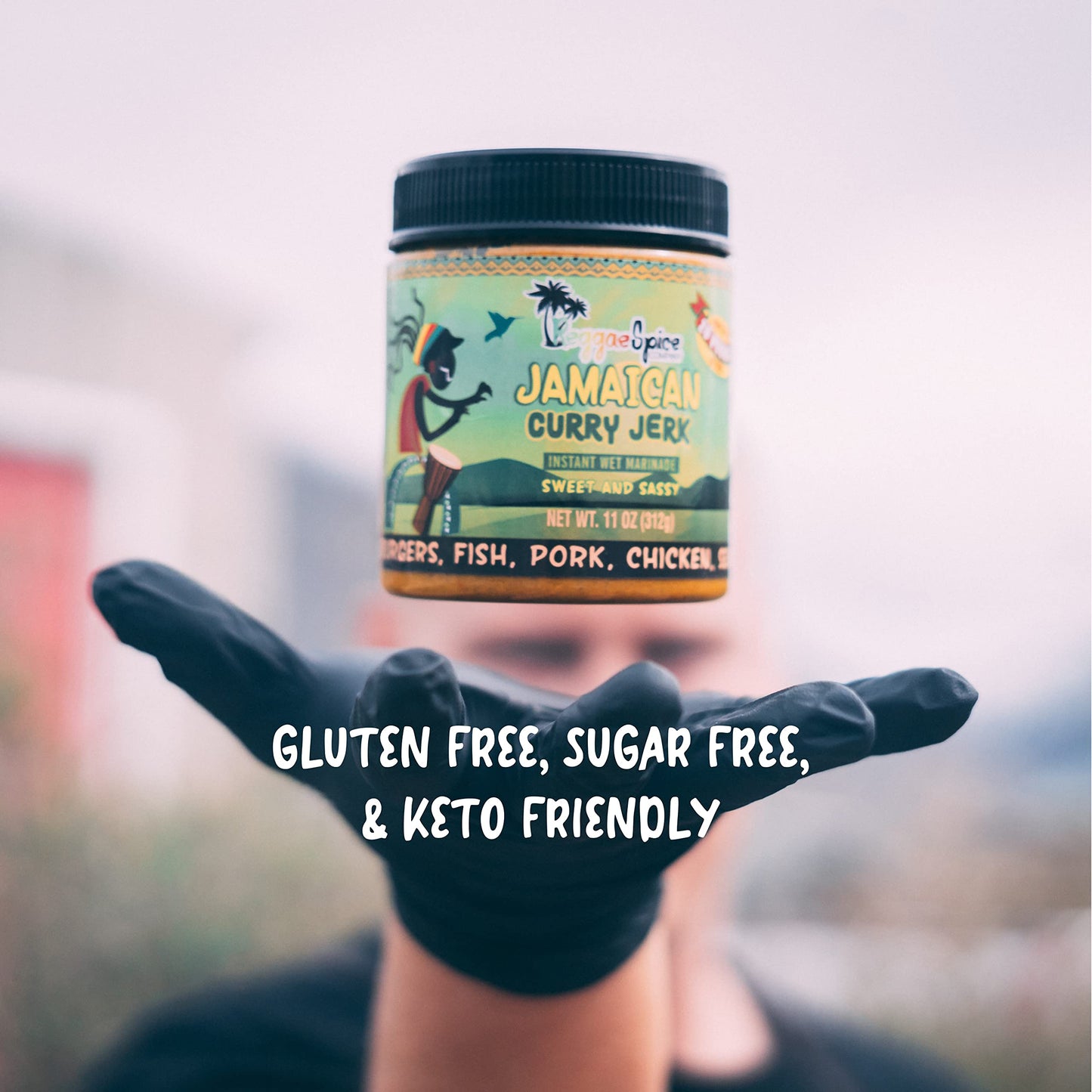 Reggae Spice Jamaican Curry Jerk Seasoning Wet Rub Marinade Sauce - Hot and Spicy, 11 OZ