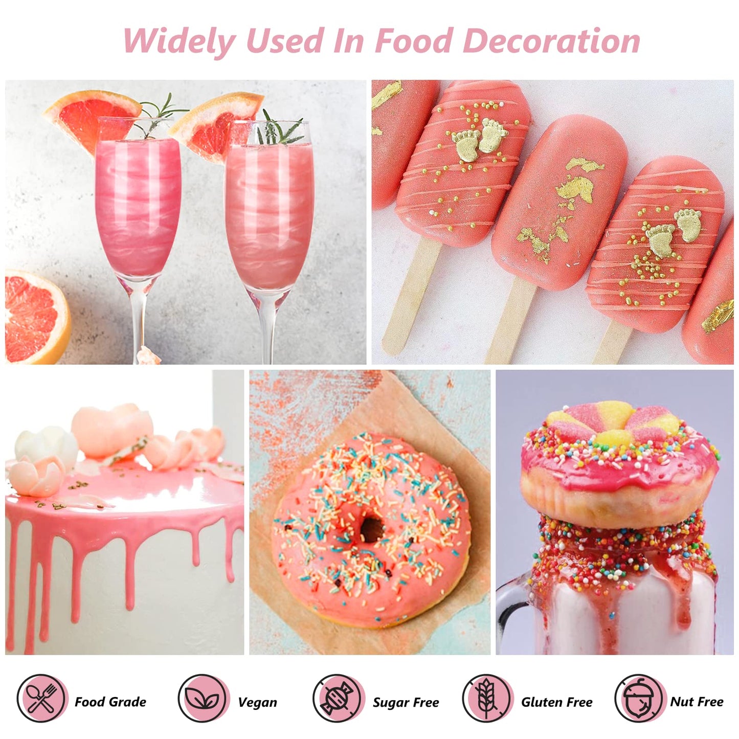 Edible Luster Dust Rose Gold10 Grams, Food Grade Cake Luster Dust Tasteless Dessert Dusting Powders For Baking Cherrysea Food Co