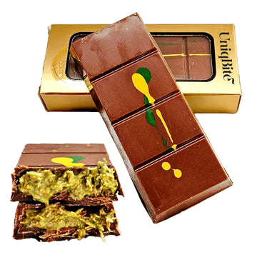 2 PACK Dubai Chocolate Bar Pistachio, Handmade Luxury Knafeh Chocolate Bar with Pistachio Cream and Kataifi (Total 7 oz - 200g)