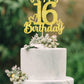 16 Birthday Cake Toppers-Gold Glitter, 16th Cake Topper for boy,16 Cake Topper For girl, 16th birthday decorations,16th Birthday