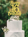 16 Birthday Cake Toppers-Gold Glitter, 16th Cake Topper for boy,16 Cake Topper For girl, 16th birthday decorations,16th Birthday