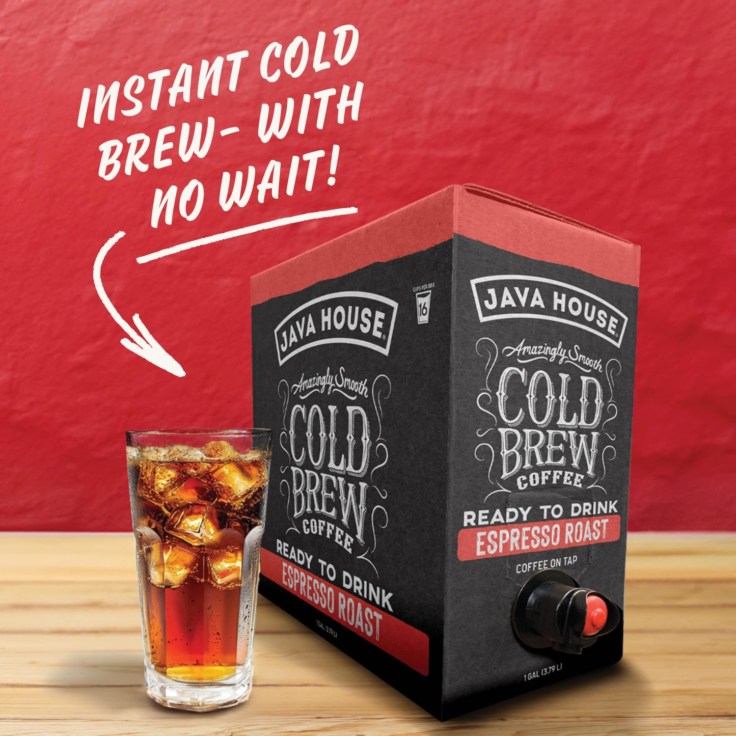Java House Cold Brew Coffee On Tap, Ready to Drink, 128 Fl Oz Box, Pack of 2