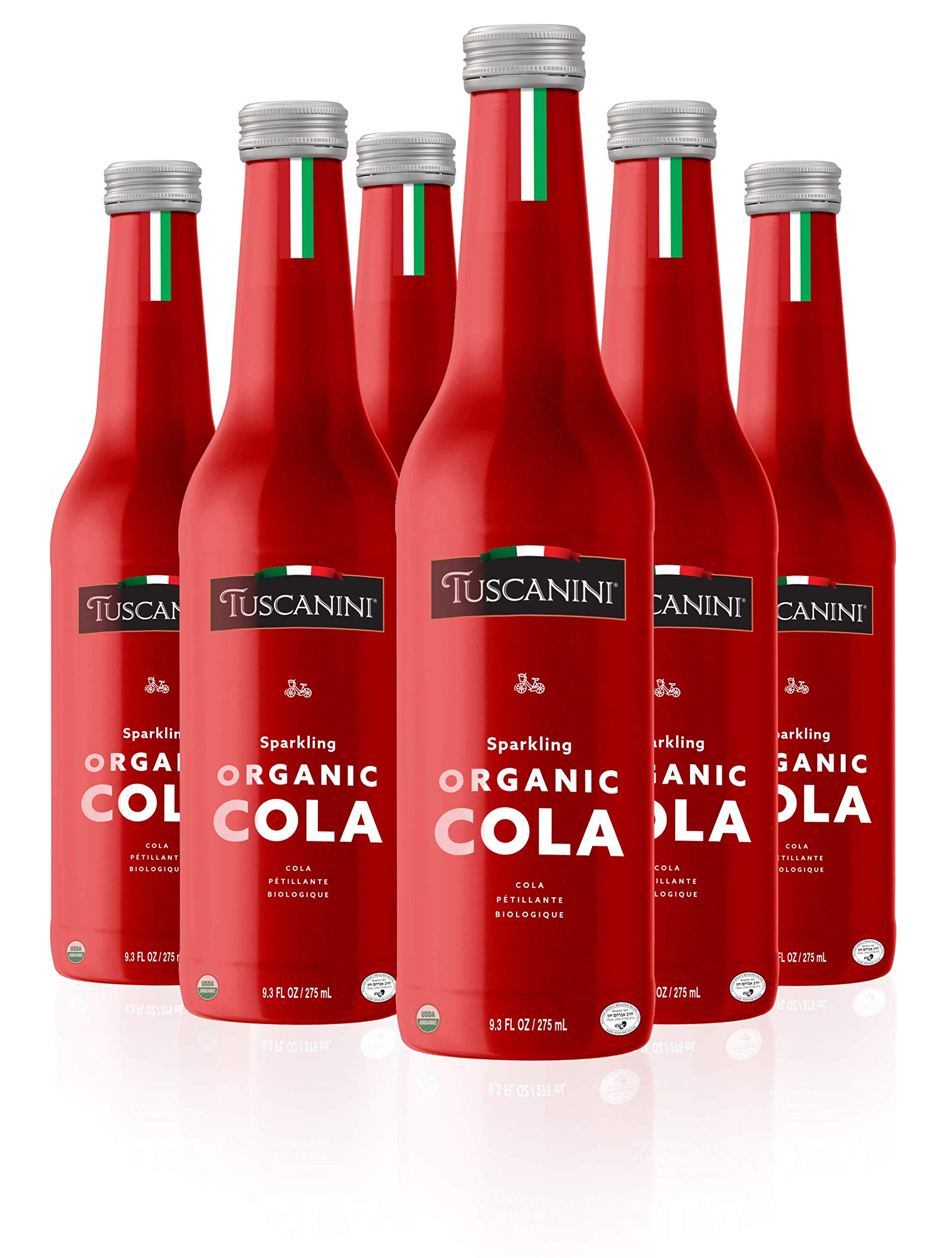Tuscanini Authentic Organic Cola Soda 9.3oz (6 Pack) Naturally Caffeine Free  Elegant Glass Bottle  Great Tasting  Chemical Free