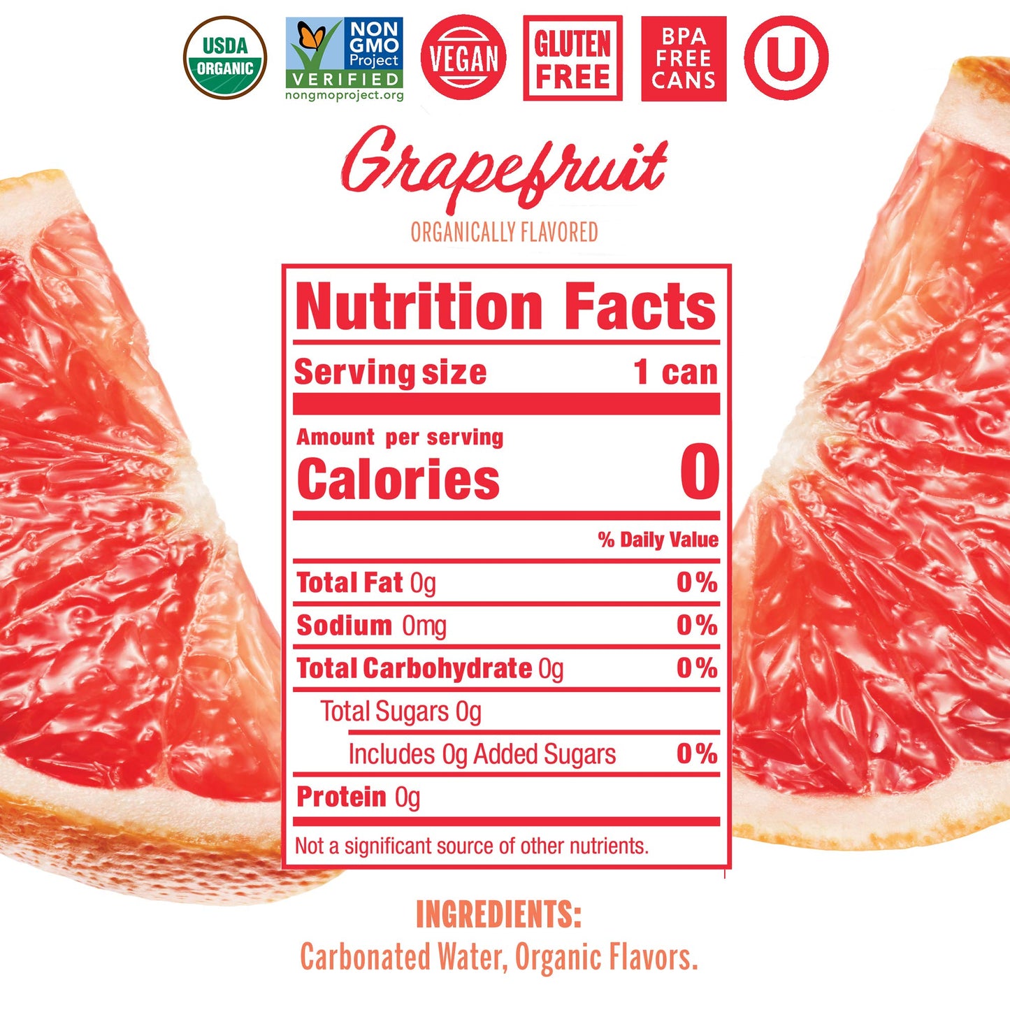 Nixie Sparkling Water, Grapefruit | 12 Fl Oz Cans, 24 Pack | Organic, Vegan, Non-Gmo, Gluten Free, 0 Calories, 0 Sugar, 0 Sodium