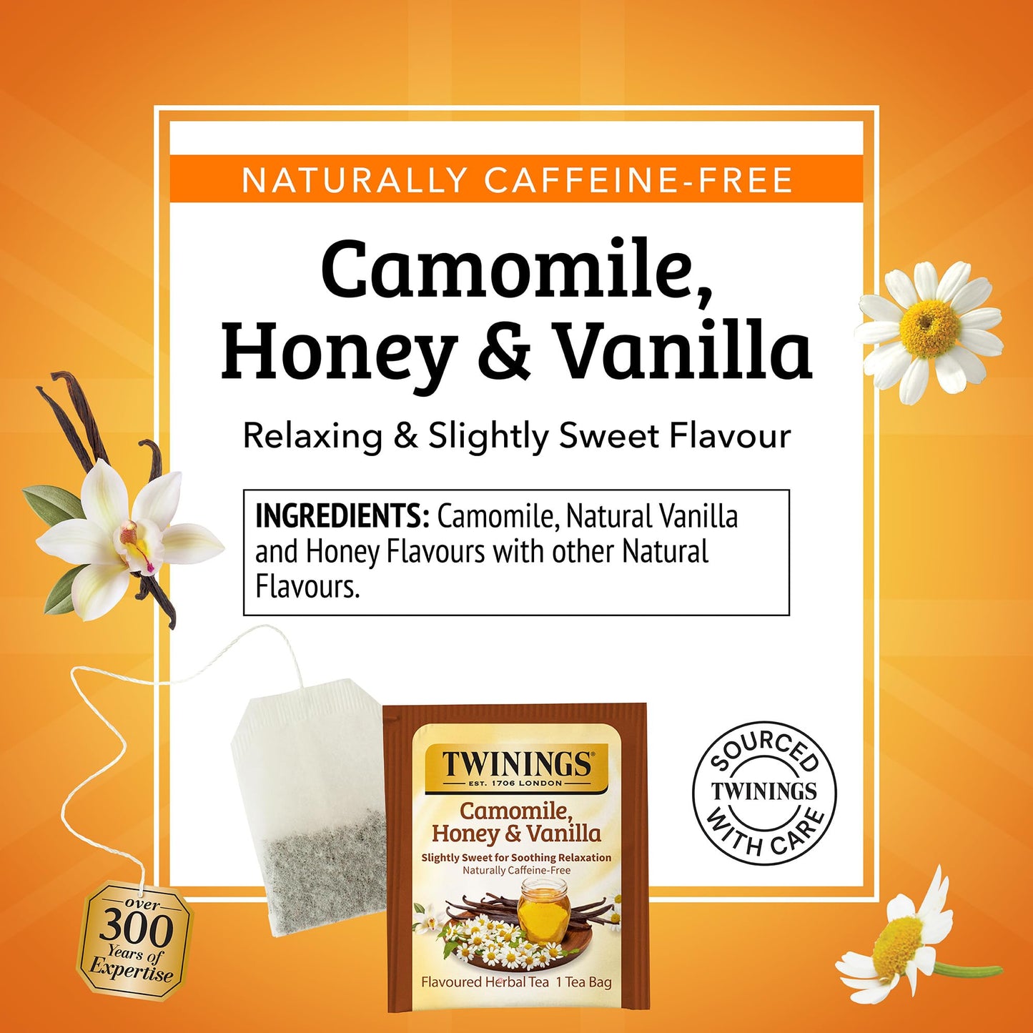 Twinings Camomile, Honey & Vanilla Herbal Tea Bags, 20 Count (Pack of 6), Naturally Caffeine-Free