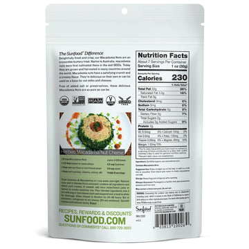 Sunfood Superfoods Organic Macadamia Nuts - Raw Macadamia Nuts Organic, Organic Macadamia Nuts Unsalted, For Macadamia Nut Milk, Baking, Trail Mix, Cheese, Usda Organic, Raw, Vegan, Non Gmo - 8 Oz Bag