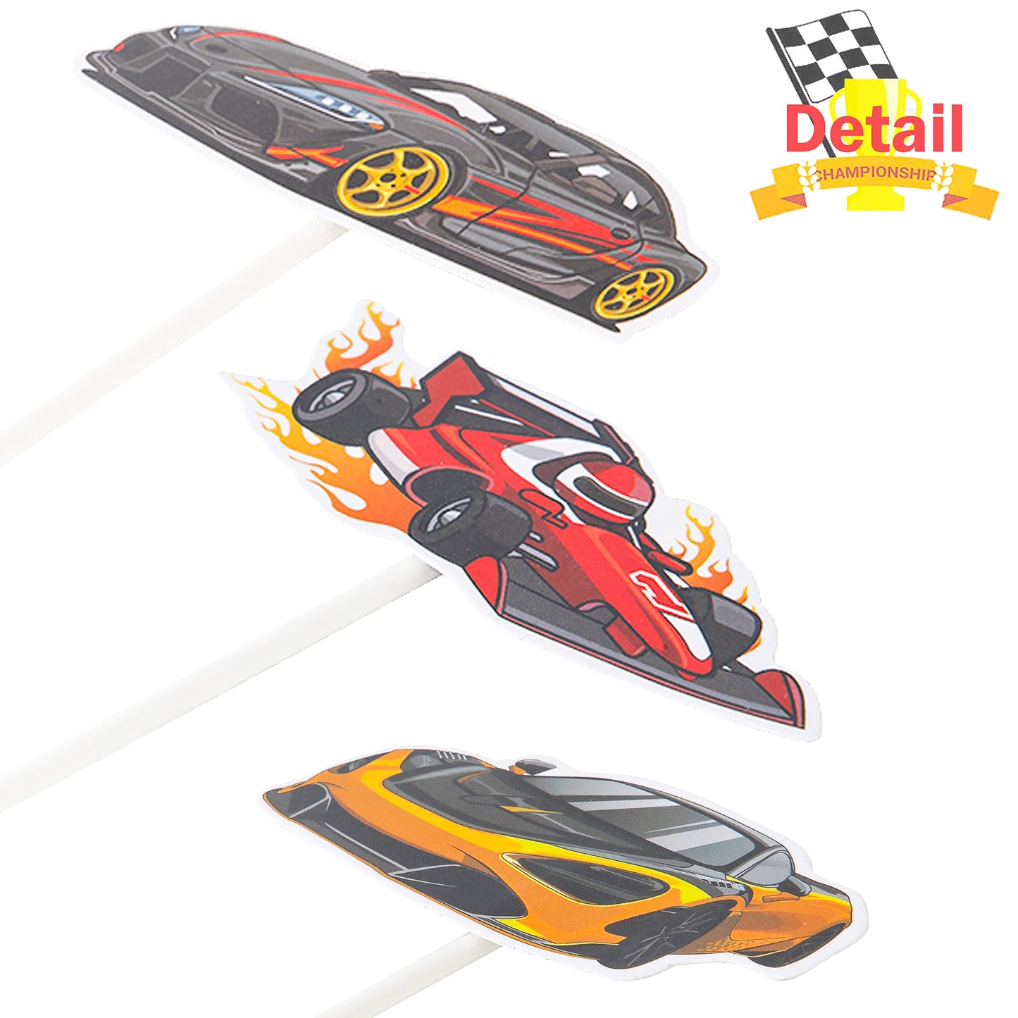 36Pcs Race Car Cupcake Toppers Racing Car Birthday Decorations For Race Car Birthday Party Favors Let'S Go Racing Party Racing C