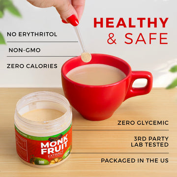 Monk Fruit Sweetener No Erythritol (25X Sweeter Than Sugar) Zero Calories, Zero Glycemic, Non-Gmo, No Fillers - Monk Fruit Extra