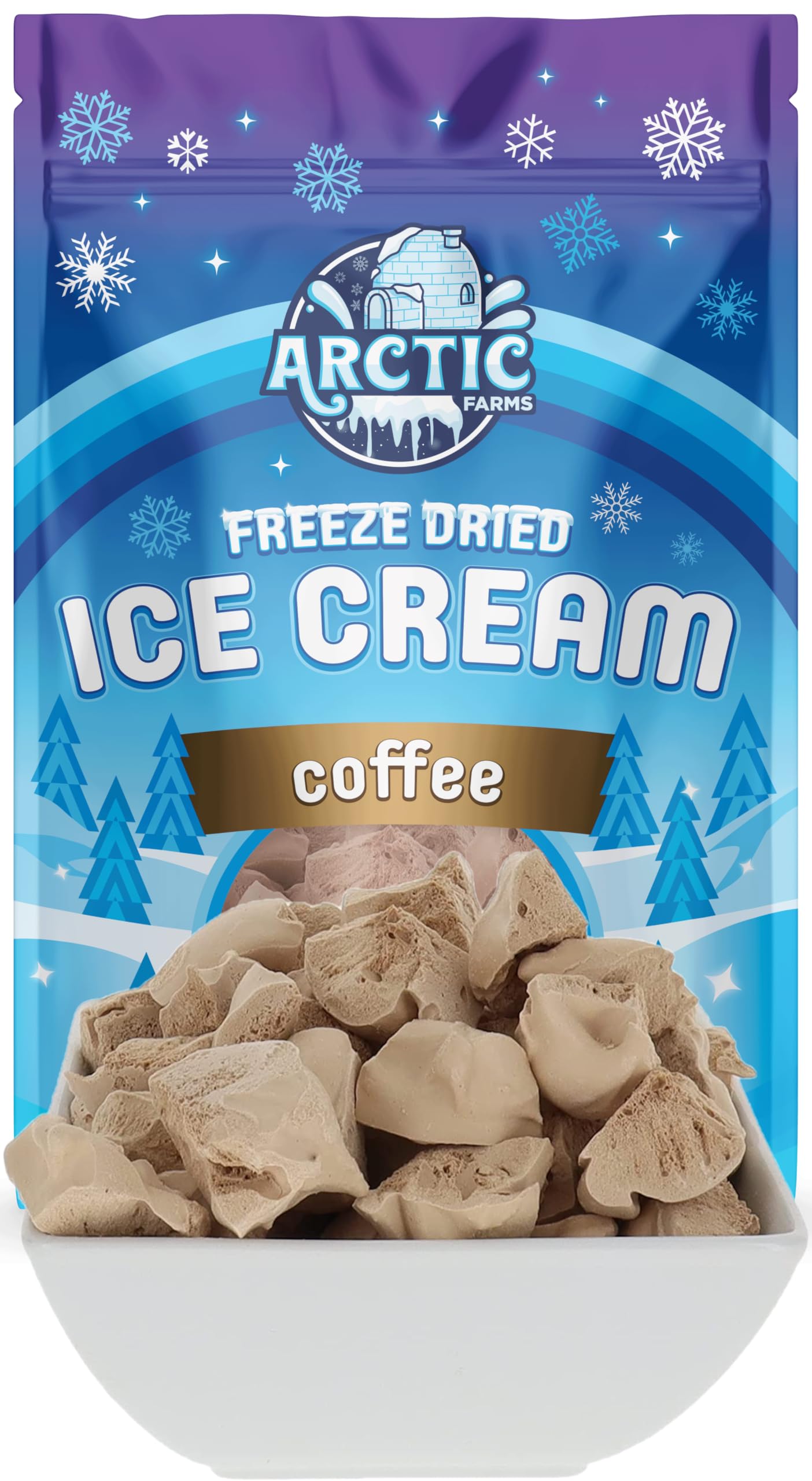Arctic Farms Freeze Dried Ice Cream Bits Bagged And Boxed - Does Not Melt (Coffee)