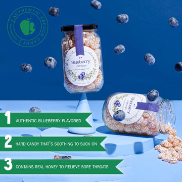 Gourmanity Blueberry Flavor Honey Lozenges Made With Real Honey And Natural Blueberry Flavor, Luxury French Honey Candy, Great S
