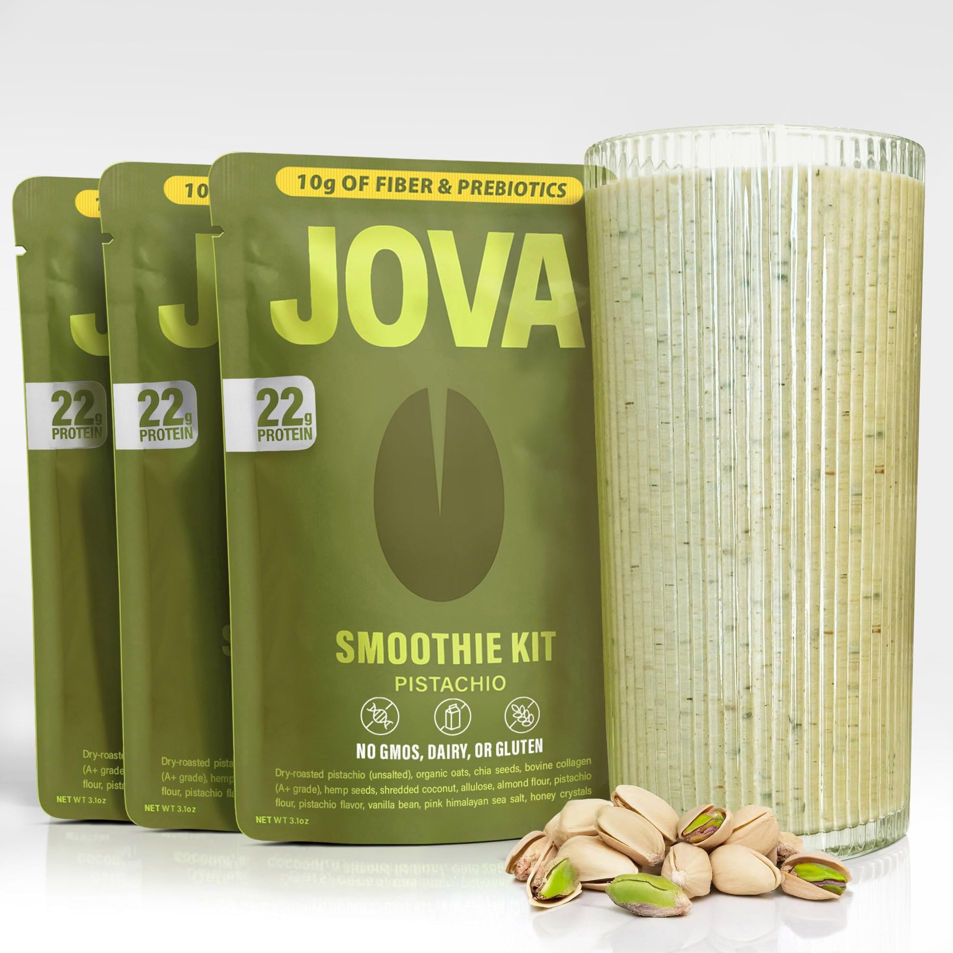 JOVA Nutritious Meal Replacement Shake | 22g Protein, 10g Fiber, 4g Sugar (Whole Foods: Oats, Pistachio, Collagen, Hemp Seed, Co