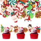 Gyufise 60Pcs Edible Christmas Cake Cupcake Decoration Edible Xmas Santa Claus Snowman Socks Cake Decorations Wafer Paper Holida