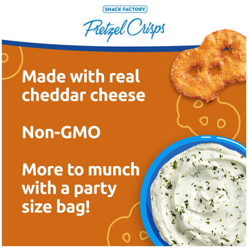 Snack Factory Pretzel Crisps, Cheddar Cheese, Party Size, 14 Oz
