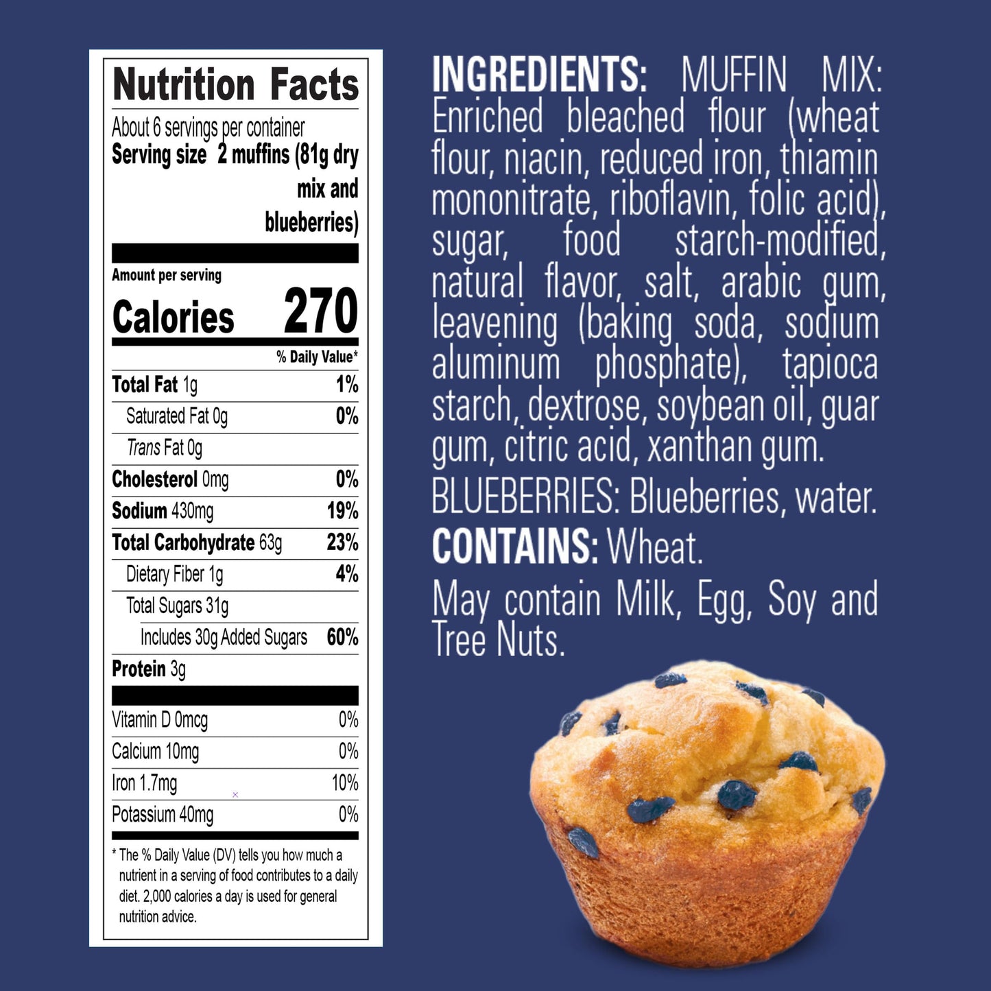 Krusteaz Wild Blueberry Muffin Mix, Blueberry Muffins Made With Real Blueberries, 17.1 oz Box