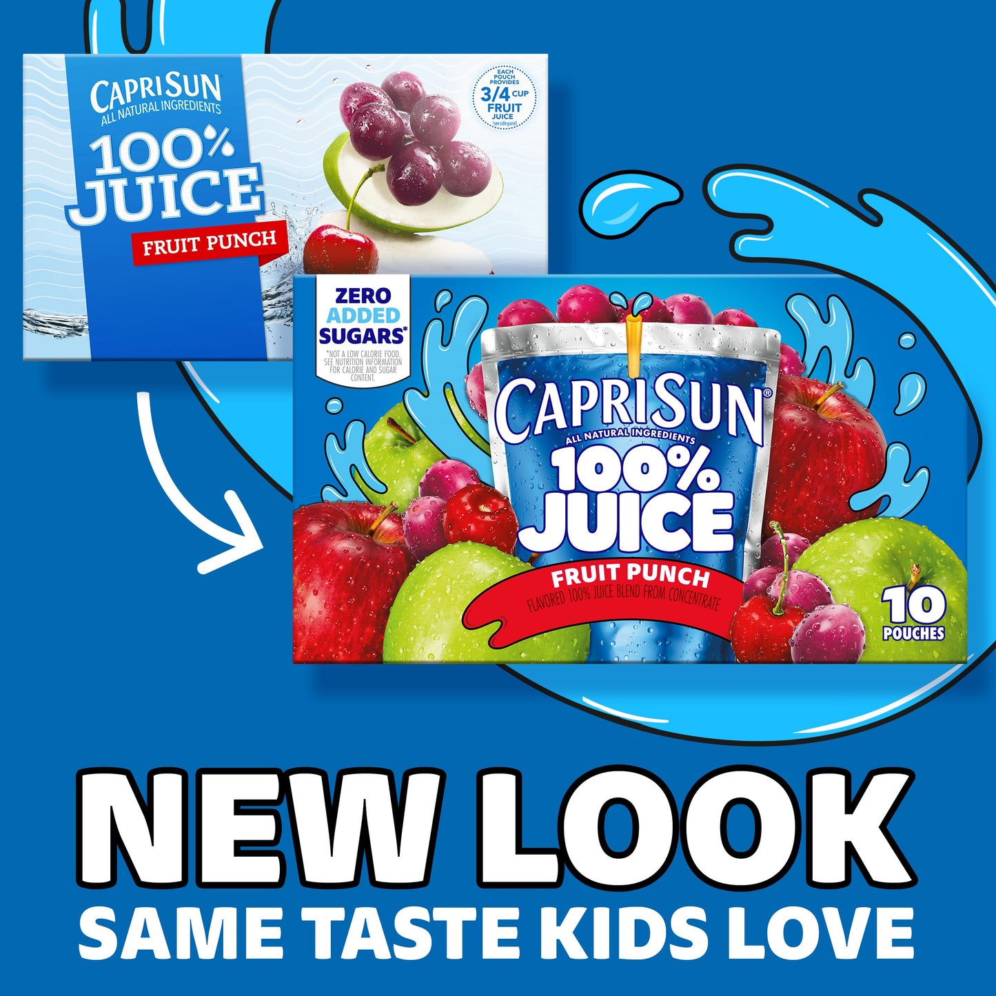 Capri Sun 100% Juice Fruit Punch Naturally Flavored Kids Juice Blend (40 ct Pack, 4 Boxes of 10 Pouches) (Pack of 2)