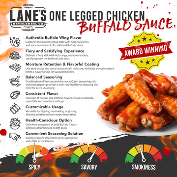 Lane'S One Legged Chicken Buffalo Sauce, Award Winning Buffalo Wing Sauce, Delicious Bold And Tangy Flavor, Goes Great With Chic