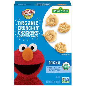 Earth'S Best Organic Sesame Street Toddler Crunchin' Crackers, Original, 5.3 Oz. Box