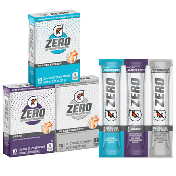Gatorade G Zero Powder, 3 Flavor Frost Variety Pack, Individual Packets, 10 Count (Pack of 3)