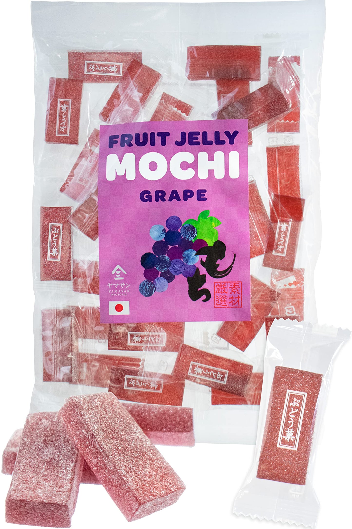 Jelly Fruit Mochi, Japanese Traditional Candy, Individually Wrapped, Artisanal Handworks, Juicy Grape, 300G?Yamasan?